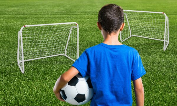 Set 2 porti de fotbal metalice, 96x124cm, profil 28mm, cu elemente de fixare - imagine 4