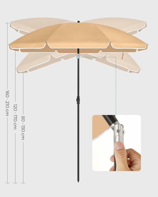 RESIGILAT: SONGMICS Umbrela terasa gradina sau plaja, cu inclinare, husa, diametru 160cm, taupe - imagine 8