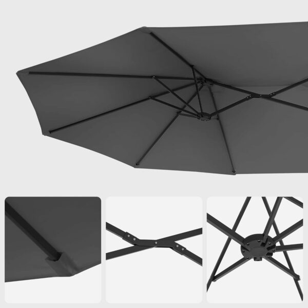 SONGMICS Umbrela de gradina dubla, cu manivela, 460 x 270 cm, gri - imagine 7