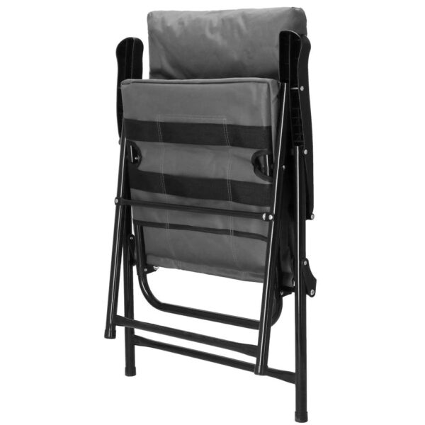 Scaun pliabil pentru terasa sau camping, sezut si spatar cu burete, maxim 120kg, gri - imagine 12