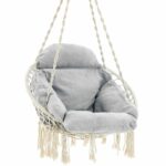 SONGMICS Scaun rotund tip leagan suspendat cu perna, pentru casa sau gradina, gri