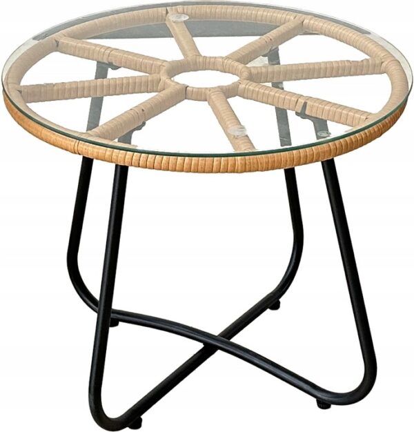 Set mobilier gradina din ratan, 2 scaune cu perne, 1 masa rotunda, maro - imagine 6