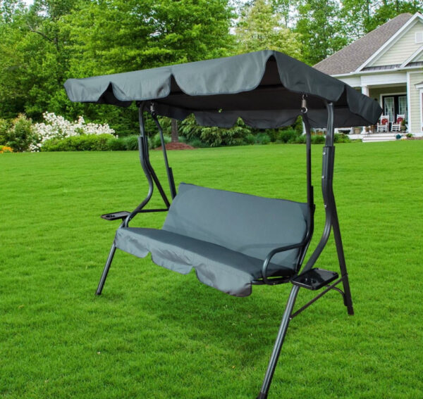 Leagan balansoar gradina Sersimo Cosenza, 3 locuri, 220kg, gri - imagine 6