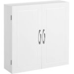 VASAGLE Dulap de baie de perete, cu 2 rafturi reglabile, stil scandinav, 60x18x60cm, alb mat