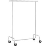 SONGMICS Suport pentru haine cu sina superioara, pe roti, 48x110x163cm, inox argintiu