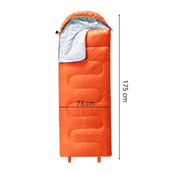 Sac de dormit tip mumie, cu geanta de transport, 175x73cm, 8-20grade, portocaliu - imagine 13
