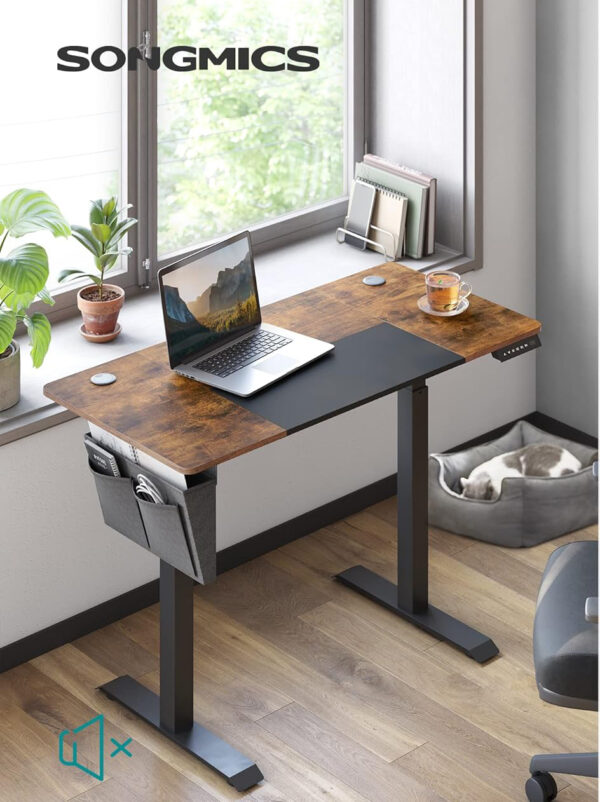 SONGMICS Birou cu reglaj electric pe inaltime, memorie cu 4 inaltimi, 60x120x(72-120)cm, maro rustic - imagine 11