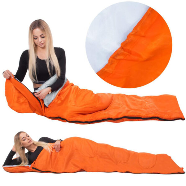 Sac de dormit tip mumie, cu geanta de transport, 175x73cm, 8-20grade, portocaliu - imagine 6