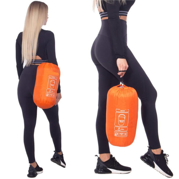 Sac de dormit tip mumie, cu geanta de transport, 175x73cm, 8-20grade, portocaliu - imagine 10