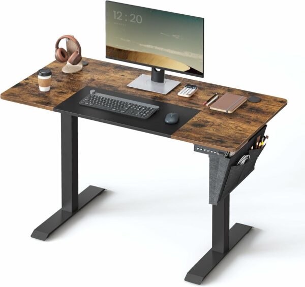 SONGMICS Birou cu reglaj electric pe inaltime, memorie cu 4 inaltimi, 60x120x(72-120)cm, maro rustic - imagine 13