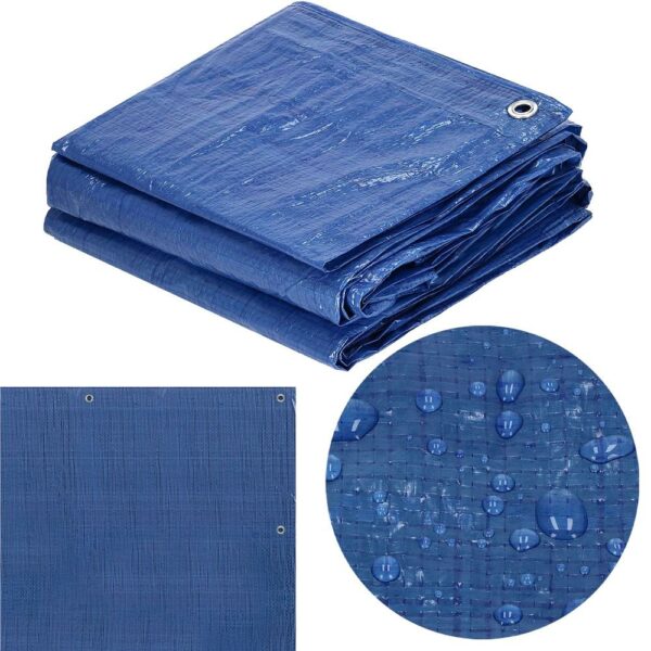 Prelata din polietilena impermeabila laminata, 60g/m2, 8x10m, albastra - imagine 2