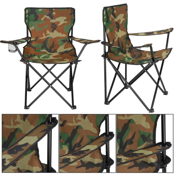 Scaun pliabil camping sau pescuit, suport pahar, 80x40x45cm, camuflaj - imagine 12