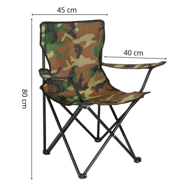 Scaun pliabil camping sau pescuit, suport pahar, 80x40x45cm, camuflaj - imagine 15