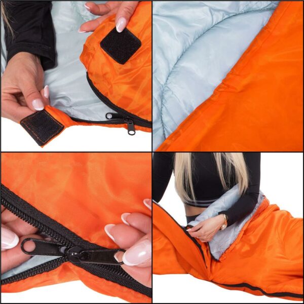 Sac de dormit tip mumie, cu geanta de transport, 175x73cm, 8-20grade, portocaliu - imagine 5