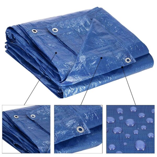 Prelata din polietilena impermeabila laminata, 60g/m2, 8x10m, albastra - imagine 8