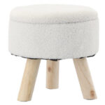 Taburet pentru copii, rotund, spatiu depozitare, 30x28cm, maxim 50kg, alb
