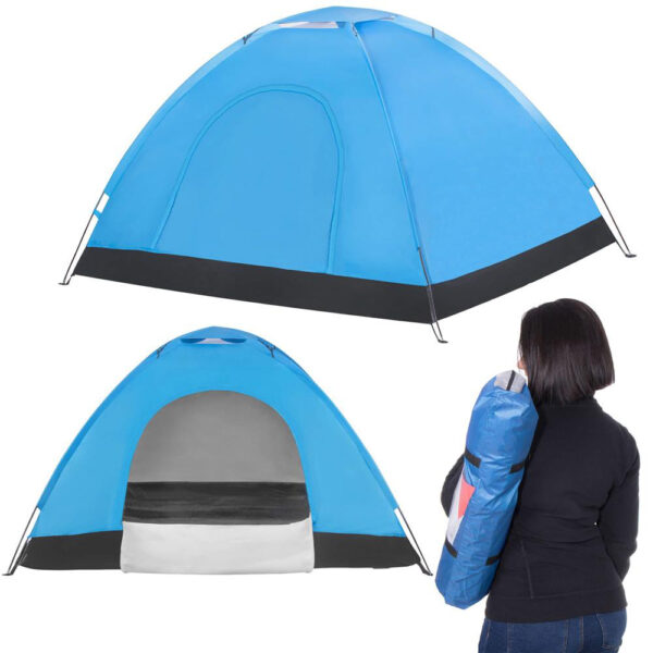 Cort plaja sau camping, impemeabil, cu protectie UV, 2 locuri, 200x150x110cm, albastru - imagine 2