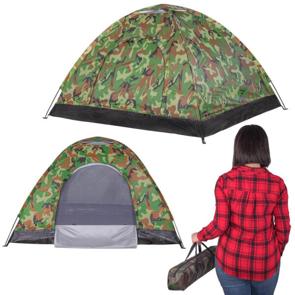 Cort plaja sau camping, impemeabil, cu protectie UV, 2 locuri, 200x150x110cm, camuflaj - imagine 2