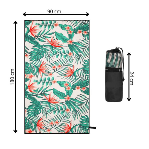 Prosop de plaja cu uscare de rapida, husa de transport, 90x180cm, model floral - imagine 14