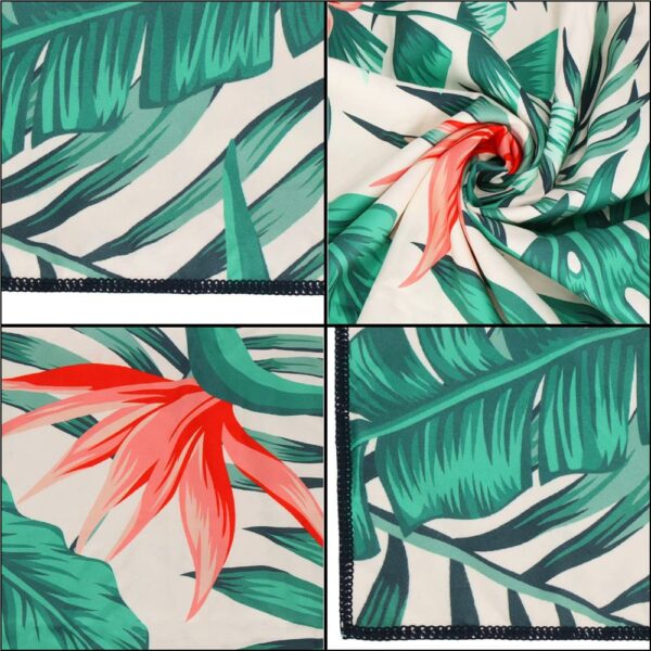 Prosop de plaja cu uscare de rapida, husa de transport, 90x180cm, model floral - imagine 12