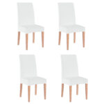 Set 4 huse universale pentru scaun, marime universala, poliester si spandex, 45 x 60 cm, alb