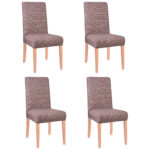 Set 4 huse universale pentru scaun, marime universala, poliester si spandex, 45 x 60 cm, carouri maro