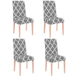 Set 4 huse universale pentru scaun, marime universala, poliester si spandex, 45 x 60 cm, gri alb