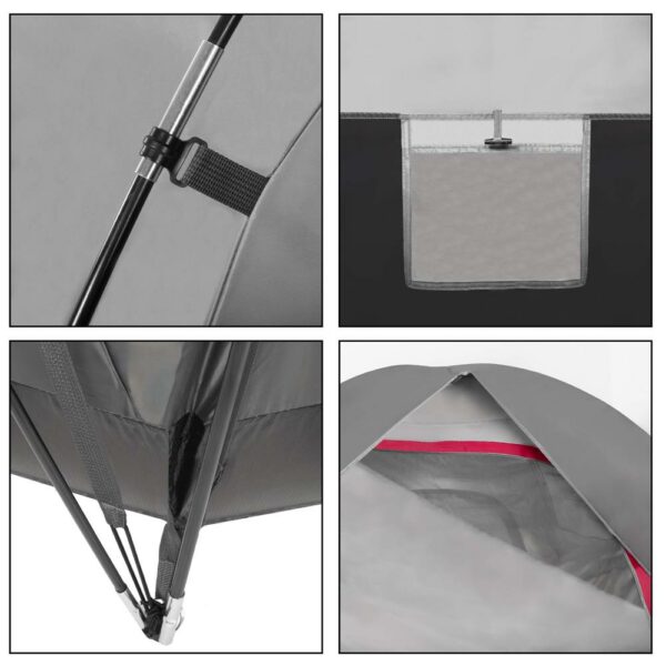 Cort camping, impemeabil, protectie UV, 6 locuri, 215x450x180cm, gri - imagine 20