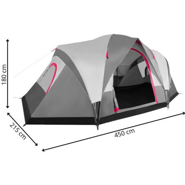 Cort camping, impemeabil, protectie UV, 6 locuri, 215x450x180cm, gri - imagine 5
