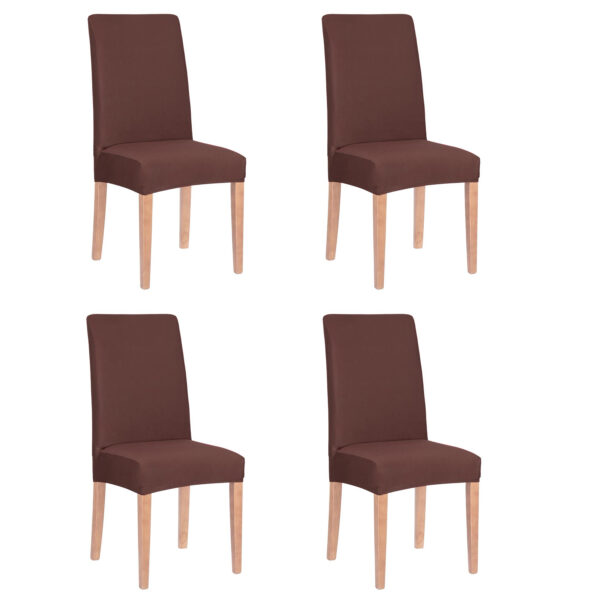 Set 4 huse universale pentru scaun, marime universala, poliester si spandex, 45 x 60 cm, maro