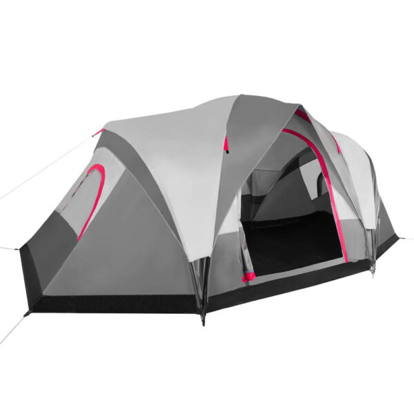 Cort camping, impemeabil, protectie UV, 6 locuri, 215x450x180cm, gri