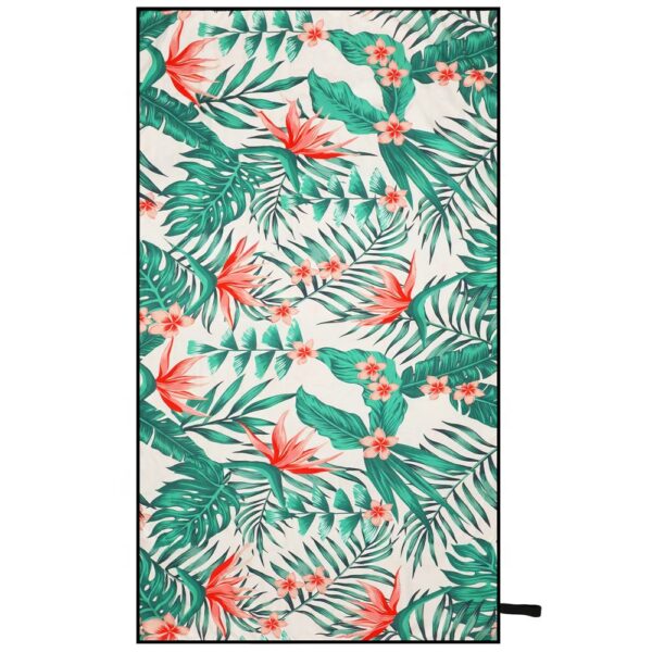 Prosop de plaja cu uscare de rapida, husa de transport, 90x180cm, model floral - imagine 8