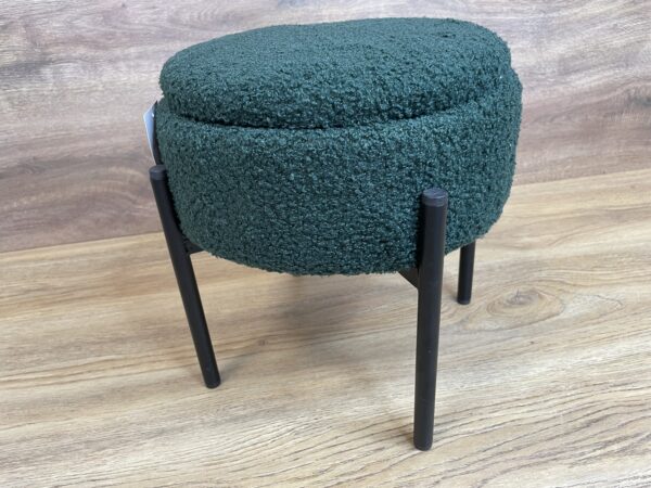 Taburet pentru copii, rotund, spatiu depozitare, 31x28cm, maxim 50kg, verde - imagine 2