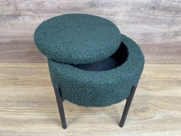 Taburet pentru copii, rotund, spatiu depozitare, 31x28cm, maxim 50kg, verde - imagine 6
