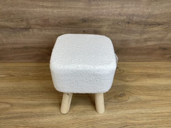 Taburet pentru copii, patrat, 26x26x34cm, maxim 50kg, alb - imagine 4