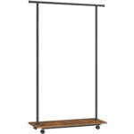 SONGMICS Suport pentru haine cu sina de agatat si polita inferioara, pe roti, 35x99x160 cm, negru