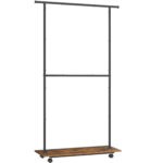 SONGMICS Suport pentru haine cu 2 sine de agatat si polita inferioara, pe roti, 35x99x180 cm, negru