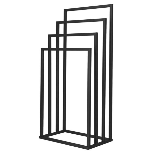 Suport metalic de baie pentru prosoape, cu 4 standuri, 96 cm, negru - imagine 2