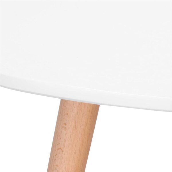 Masa de cafea, ovala, diametru 50 cm, inaltime 48 cm, Blat MDF, Picioare lemn, Alb - imagine 11