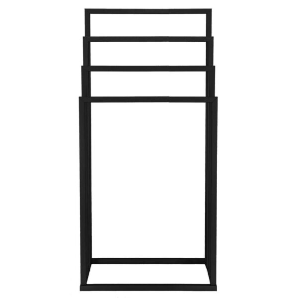 Suport metalic de baie pentru prosoape, cu 4 standuri, 96 cm, negru - imagine 10