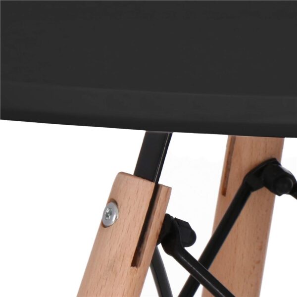 Masa dining bucatarie, rotunda, diametru 80 cm, inaltime 75 cm, Blat MDF, Picioare lemn, Negru - imagine 11