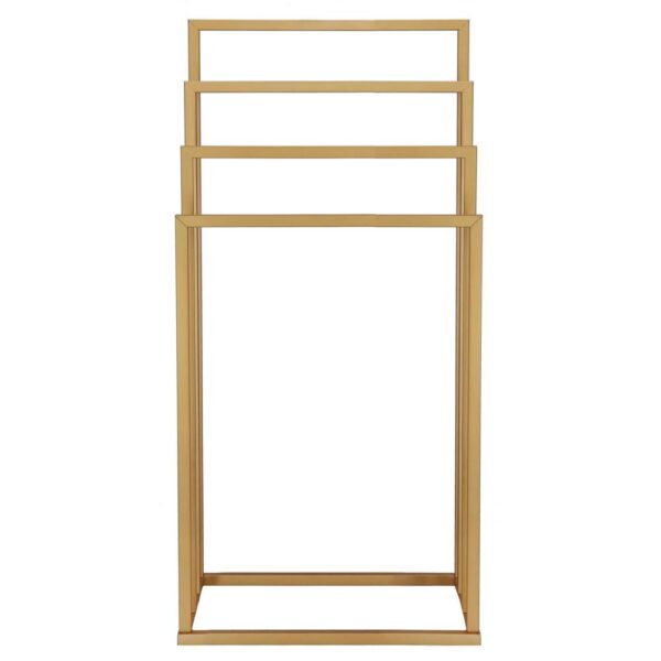 Suport metalic de baie pentru prosoape, cu 4 standuri, 96 cm, auriu mat - imagine 11