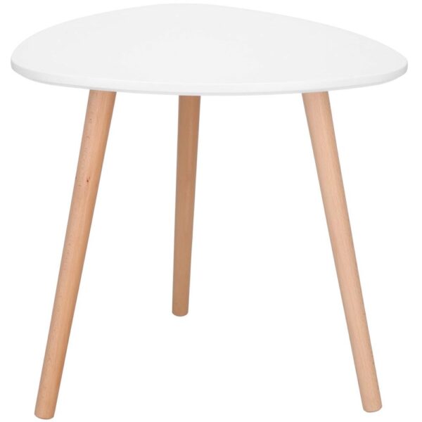Masa de cafea, ovala, diametru 50 cm, inaltime 48 cm, Blat MDF, Picioare lemn, Alb - imagine 13