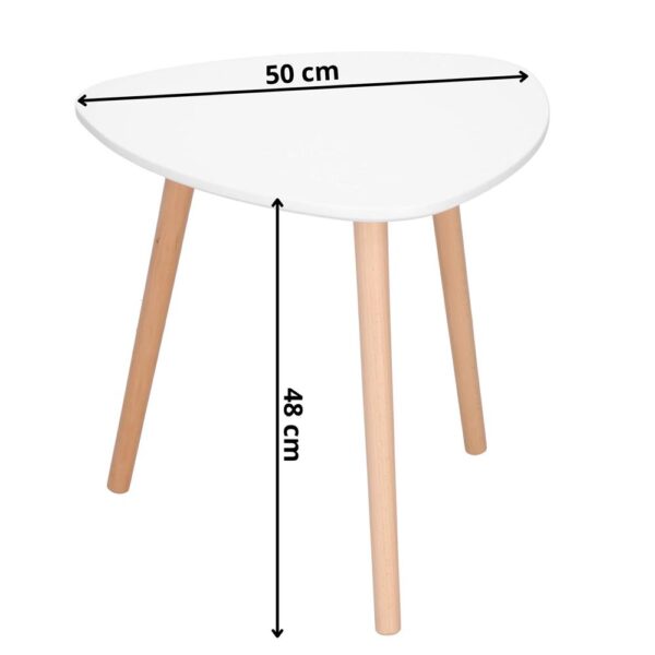 Masa de cafea, ovala, diametru 50 cm, inaltime 48 cm, Blat MDF, Picioare lemn, Alb - imagine 14
