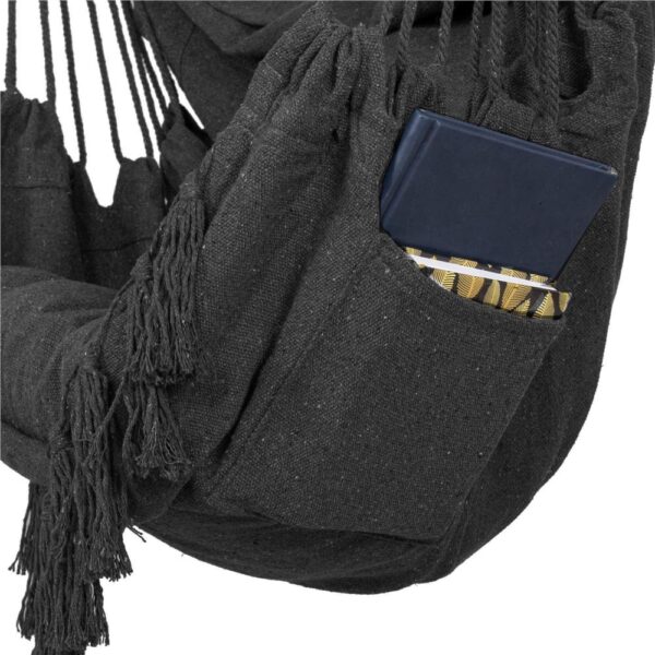 Hamac tip leagan suspendat pentru casa sau gradina, cu perne, 130x100cm, 150kg, gri inchis - imagine 14