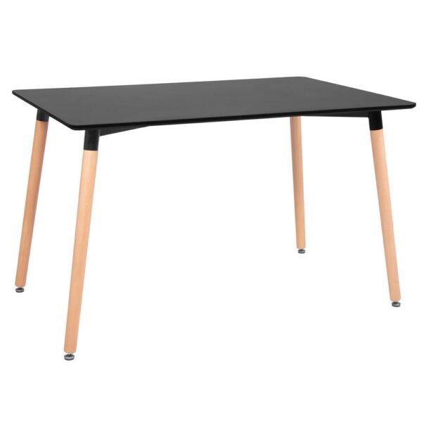 Masa dining bucatarie, dreptunghiulara, 120x80x74 cm, Blat MDF, Picioare lemn, Negru - imagine 2
