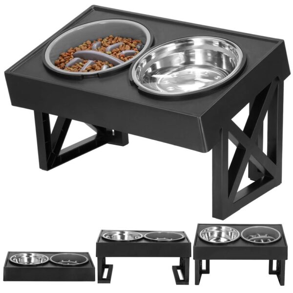 Set 2 boluri cu stand, pentru catei, inaltime si unghi reglabile, 2 x 21 cm - imagine 3