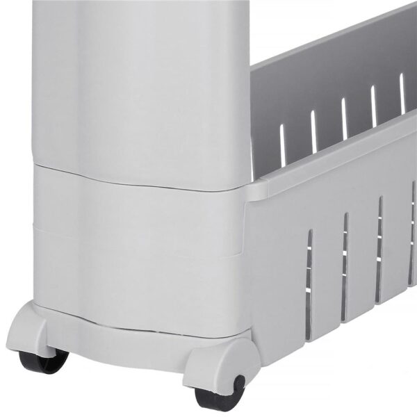 Sistem rafturi de depozitare cu roti pentru bucatarie sau baie cu 5 polite, 54x13x132cm, gri - imagine 3