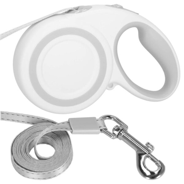 Lesa automata retractabila, pentru rase mari pana la 50kg, 500 cm, alb gri - imagine 4