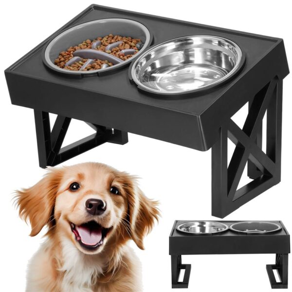Set 2 boluri cu stand, pentru catei, inaltime si unghi reglabile, 2 x 21 cm - imagine 4